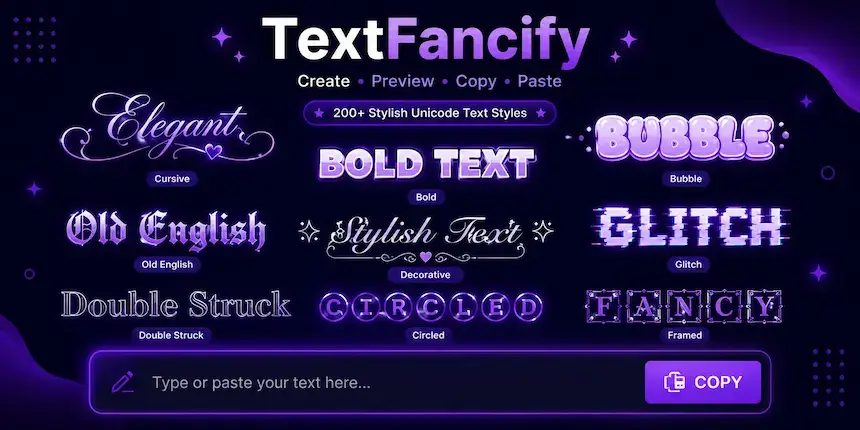 Fancy text generator tool — copy and paste 200+ stylish fonts free