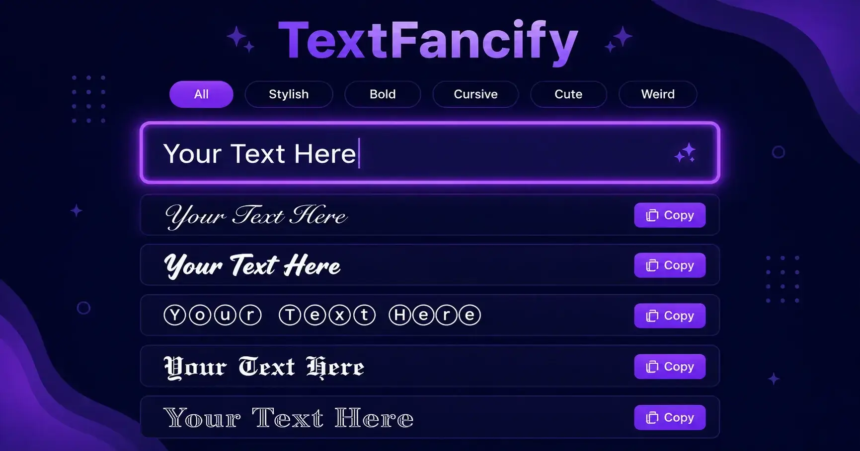 TextFancify font generator tool — copy and paste 200+ stylish font styles free
