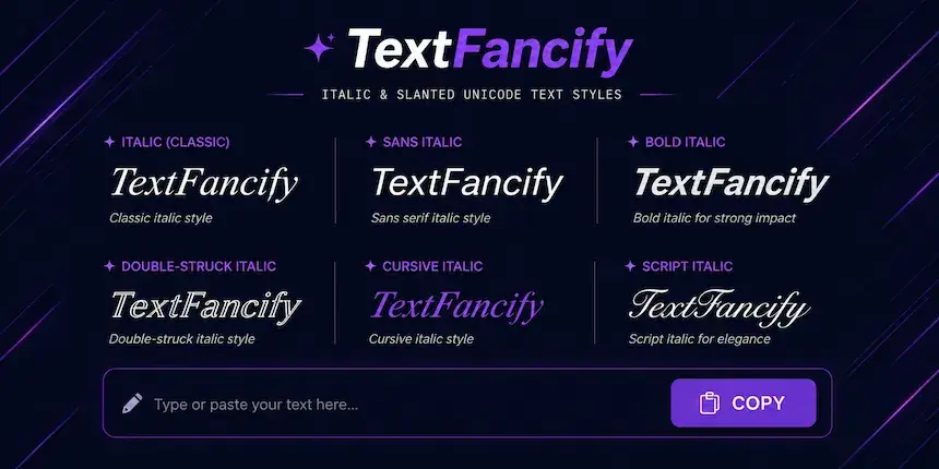 Free Italic Font Generator — TextFancify Italic font generator tool — copy and paste italic fonts free