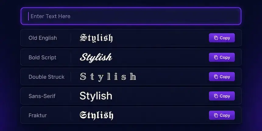 Free Stylish Font Generator — TextFancify Stylish font generator tool — copy and paste 100+ cool Unicode font styles free