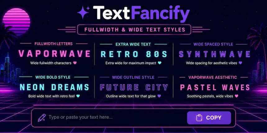Vaporwave text generator tool — copy and paste vaporwave text styles free